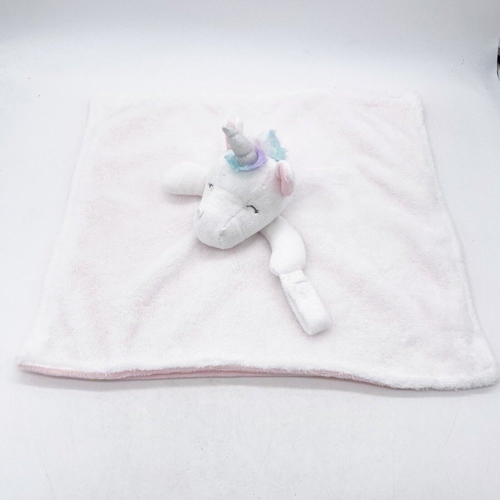 Carter’s 2018 Unicorn Rainbow Main Security Blanket Lovey Pacifier Holder White